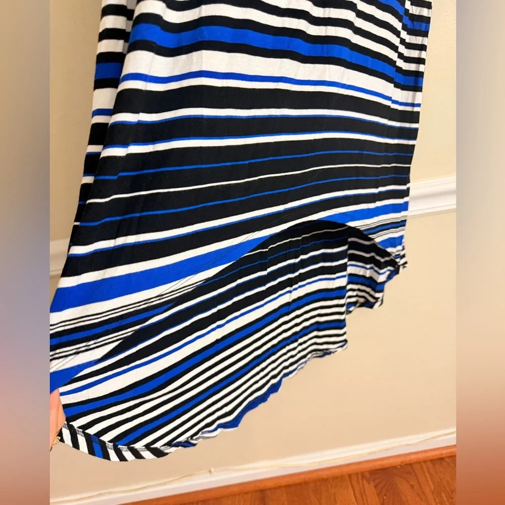 Neiman Marcus Black and Blue Striped Maxi‎ Dress size Large - Picture 3 of 11